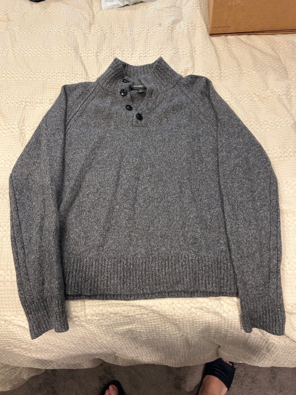 Men's Banana Republic Gray Button-Neck Sweater
